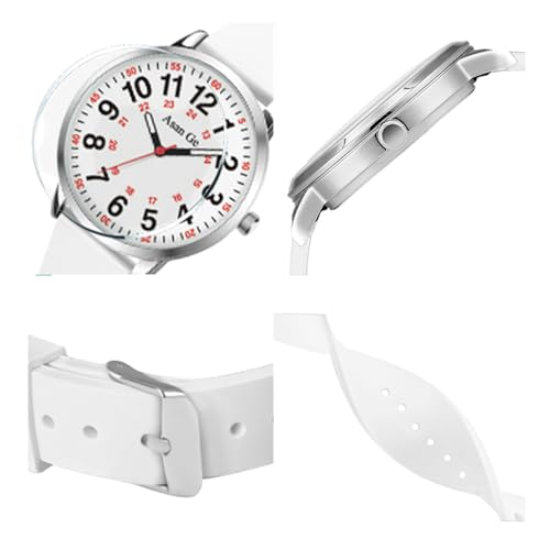 Asan Ge White Watches for Women, Fashion 3ATM Waterproof Minimalist Lightweight Easy-to-Read Analog Silicone Watch Suitable for Daily Work, Leisure, Outdoors - Thumbnail 2
