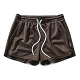 AIMPACT Men's Gym Workout Shorts Mesh Lightweight Bodybuilding Shorts Training Running Sports Jogger with Pockets（Brown XL）