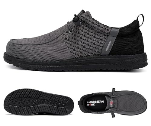 Image of LARNMERN Slip On Steel Toe Shoes Men Loafers Work Safety Tennis Sneakers | Lightweight, Comfortable, Walking, Wide, Hands Free, Lounging, House, Mechanic, Construction, Casual, Dress, Office, 0utdoor
