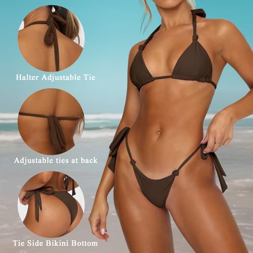 Women's Bikini Sets Bathing Suits Two Piece Swimsuits Sexy Triangle Halter Bikinis Top3