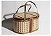 Rotin Chinois Rétro À La Main En Bambou Vintage Shopping Pique-Nique Panier De Rangement Classique Tissé Cadeau Panier Décoration 19 * 28 * 16 Cm
