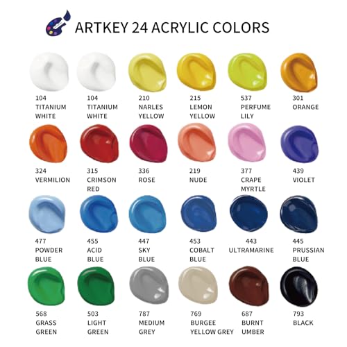 Artkey ACRYLIC PAINT-24 Paint Set - 24 Colors 2 Oz/59 Ml Acrylic Paints Professional Artists Painting Kit thumb #1