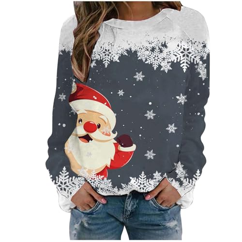 Sudadera con capucha para mujer, informal, con diseño de copa de vino tinto y copo de nieve, cuello redondo, manga larga, con capucha, Gris Oscuro #4, XX-Large