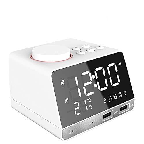 Reloj de la mesilla de alarma de radio Alarma K11 Bluetooth Reloj altavoz creativo de música digital de pantalla del reloj de radio con interfaz dual USB, tarjeta del disco de U / TF / FM / AUX, enchu