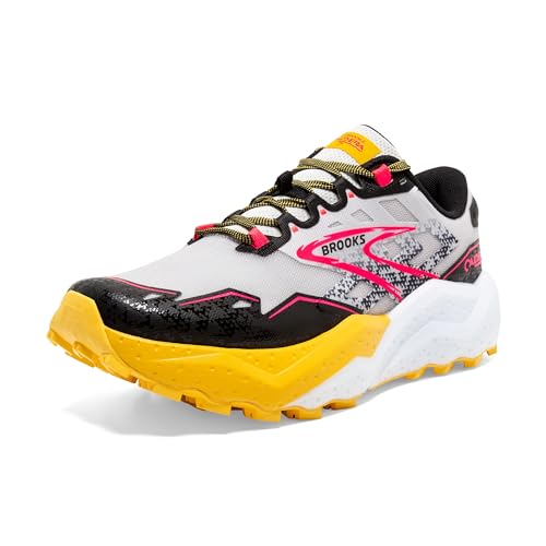 Brooks Women’s Caldera 7 Trail Running Shoe - Lunar Rock/Lemon Chrome/Black - 7.5 Medium