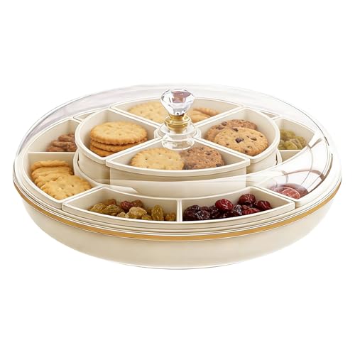 Caja de aperitivos – Caja portátil de doble capa con compartimentos extraíbles tapa hermética, bandeja para servir, organizador de alimentos multiusos para frutos secos, dulces, cocina, viajes