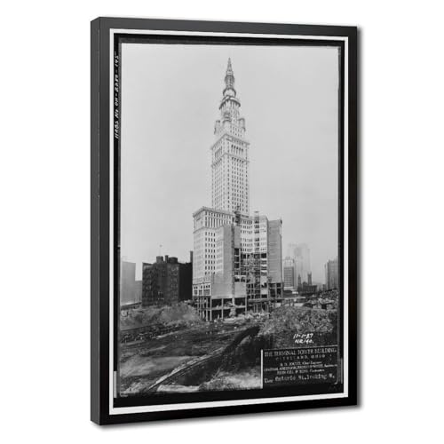 Photo Terminal Tower Cleveland 1927 Toile Vintage Nostalgie Industrielle Américaine