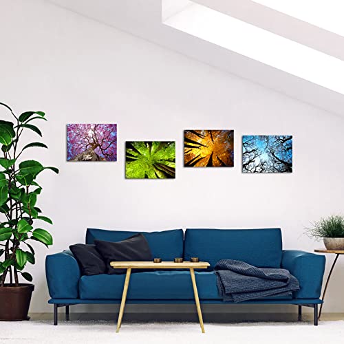 Nachic Wall - Four Seasons Canvas Wall Art Spring Summer Autumn Winter Tree Forest Picture Painting Nature Landscape Artwork For Bedroom Bathroom Decor 12X16Inchx4Pcs #TOP2