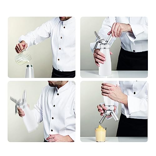 Foto von Trintion Sahnespender 0,5L Sahnebereiter Sahnesyphon mit Zubehörteilen Sahnesyphon Weiß für die Zubereitung von Schlagsahne, Creme, Mousse und Desserts