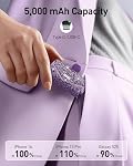 iWALK Portable Charger for iPhone, 5000mAh Wireless Portable Charger USB C Mini Power Bank with Diamond, 22.5W Fast Battery Pack Power Bank for iPhone 15/16/17 Series, Samsung & Android Series, Purple