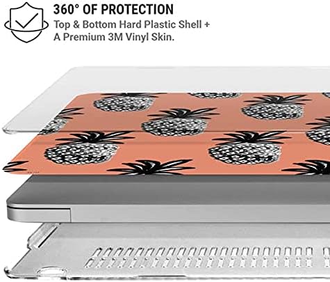 Skinit Case + Skin Compatible with MacBook Air 13in M1 (2021) - Bouffants and Broken Hearts Gray Scale Pineapple Design