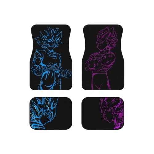 Anime Car Carpet Mat Set of 4, Automotive Accessories Interior All Weather Floor Mats Decor with Non Slip Black Anti Skid Backing (E25) PTY