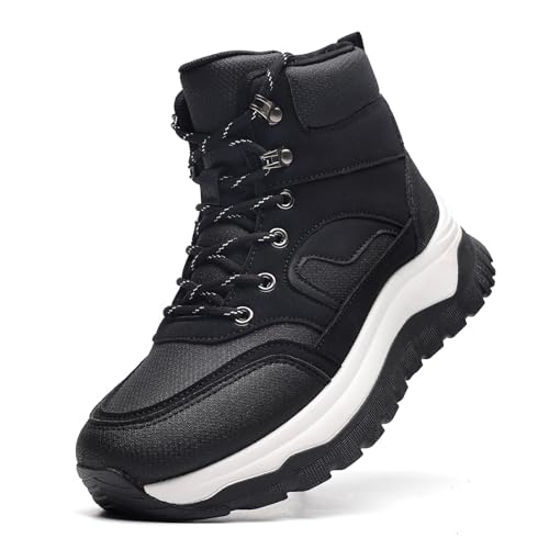 Wuyaraymia Botas de Invierno Mujer Sneakers Zapatos Cómodas y Lígeras Añadir Terciopelo Negro 39 EU