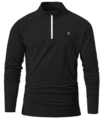 BGOWATU Men's Quarter Zip Pullover Long Sleeve Polo Shirts UPF 50 Quick Dry Golf Shirt2