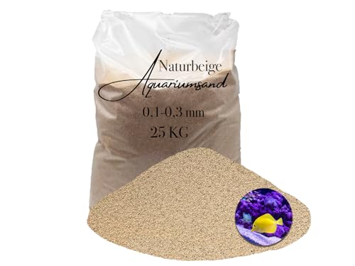 Aquagran Aquariumsand Aquariumkies beige im 25 kg Sack, kantengerundet, gewaschen, ungefärbt 0,1-0,3 mm