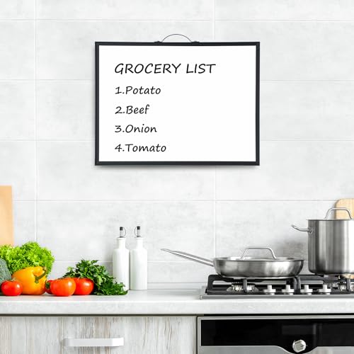 Image of TSJ OFFICE White Board Calendar - 12 X 16 Inches Magnetic Dry Erase Board Monthly Calendar, Double Sided Whiteboard with a Handle, to Do List Notepad for Office, Home, School, Black Aluminum Frame