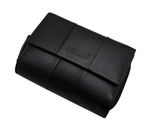 Elegante Rind-Nappa Leder Damen Geldbörse / Geldbeutel / Portemonnaie / Portmonaise / Geldtasche / Portmonee mit RFID & NFC Schutz in Schwarz