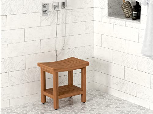 The Original Sumba 18" Teak Shower Bench With Shelf #TOP2