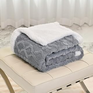 DREAMLANDING Electric Heated Blanket Single 120x160cm to Keep Body Warm Machine Washable Soft Jacquard Sherpa Throw 4 Heat Levels 8 Hours Auto Off Timer LED Display Fast Heating for Office Use