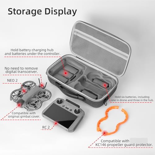 Estuche para DJI NEO 2 con capacidad para mando RC 2 y accesorios 6