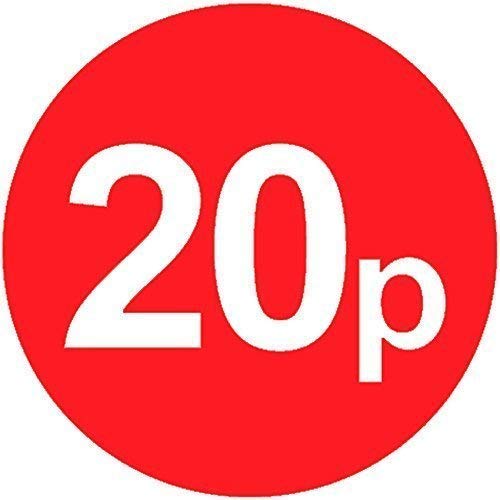 Pack of 500-20mm Price Stickers - Choose from 10p to £15 - Bright Red - Many Prices to Choose from (20p - Red)