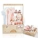 Wooden Baby Shower Crate Closet Set with 10 Hangers, Baby Clothing Rack,Shower Party Basket with Handle and Swing, Large Capacity Baby Storage Crate, Newborn Baby Gifts Basket for New Parent ( 2 PCS)
