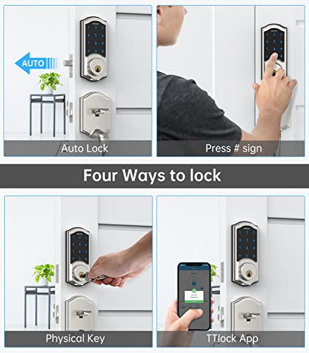 Smart Deadbolt, Smonet Keyless Entry Door Lock For Front Door, Electronic Digital Keypad Smartphone Touch Unlock Bluetooth Remote Auto Lock One-Time Code Easy To Install Support Wifi For Exterior #TOP3