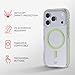 Tech21 EvoCrystal MagSafe Case for iPhone 17 Pro – Green, Glow-in-The-Dark MagSafe | 16ft Multi-Drop Protection with FlexShock | Anti-Yellow UV Resistance