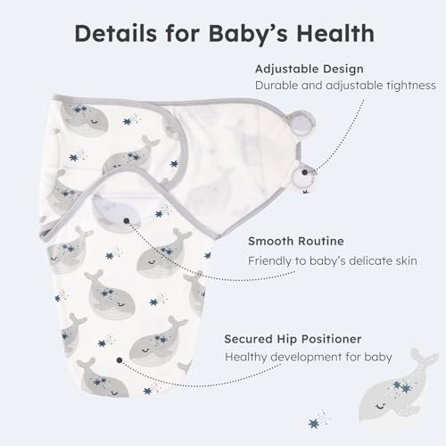 Yoofoss Baby Swaddles for Newborns 100% Organic Cotton, Adjustable Swaddle Sleep Sack 3-6 Months Newborn Swaddle Sack, Breathable Soft(Medium)