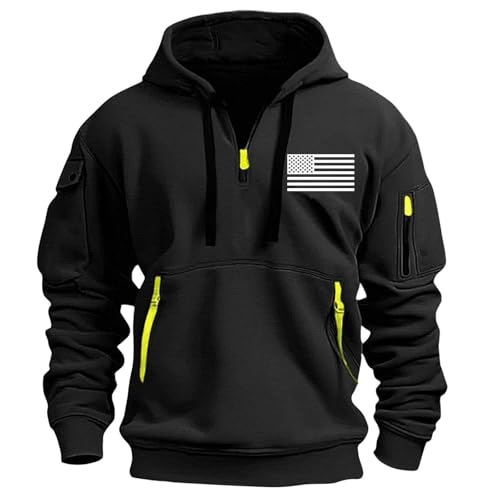 Meibax - Sudadera con capucha para hombre, con media cremallera, estampado 2D de manga larga, cómodo, cálido, suave, para invierno, otoño, deporte, casual, Le Noir, L