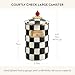 MACKENZIE-CHILDS Large Enamel Canister, Kitchen Storage Container for Flour and Sugar, 1.89 Liters, Black-and-White Courtly Check