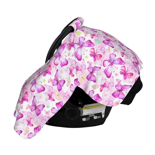 Image of Butterfly Car Seat Canopy Cover Multi Use Nursing Cover for Newborn Car Seat Canopy Mom Nursing Breastfeeding Covers Newborn Shower Gifts