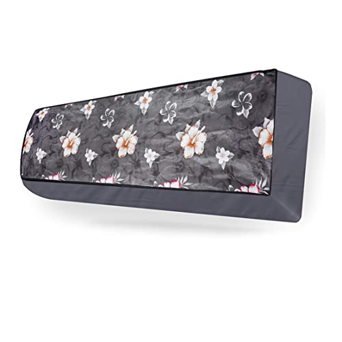 Image of Split AC Cover for 1.5 Ton Indoor Units - Water Resistant & Dustproof Protection (Grey Flower)