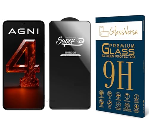 Image of GlassVerse 9H Gorilla Tempered Glass for Lava AGNI 4 | HD Clarity Screen Protector, Ultra Strong 9H Protection, Edge to Edge, Case Friendly, Hassle-less Installation Kit Included. (Pack of 1)