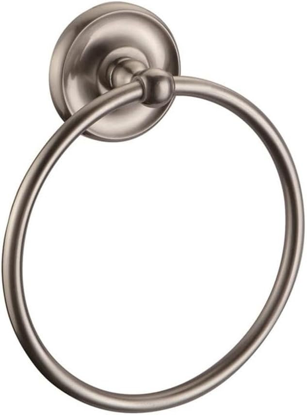 Bowery Hill Transitional Zinc Towel Ring, Silver Brushed Nickel Finish, 6.3 x 7.44 x 2.07 in, Durable Zinc Construction, Concealed Screws, Modern Bathroom Accessory for Hand Towels