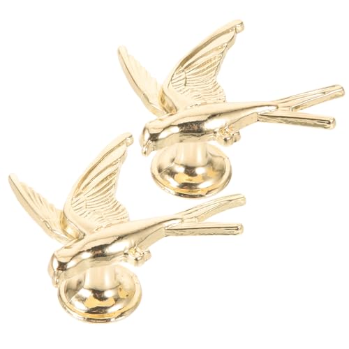 HONITANO 2 piezas Tiradores de Gabinete Metálicos Forma Pájaro Dorados Pomos para Interiores Fáciles de Instalar Decorativos para Muebles Cocina y Dormitorio