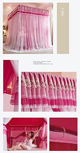 Fabric Bed Drapes Mesh Protection Canopy Shielding Netting,Bed Tents,Bed Canopy Princess Style Lace Tent, Floor-to-Ceiling Mosquito Net/Bed Curtain with Stainless Steel Bracket, Easy to Inst