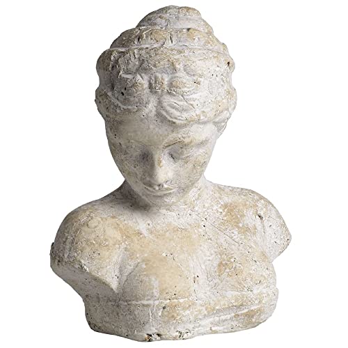 Britalia White Wash Stone Textured Woman's Head Indoor or Outdoor Ornamental Art Sculpture Figurie | 29cm Height | New Home Gift | Birthday Present