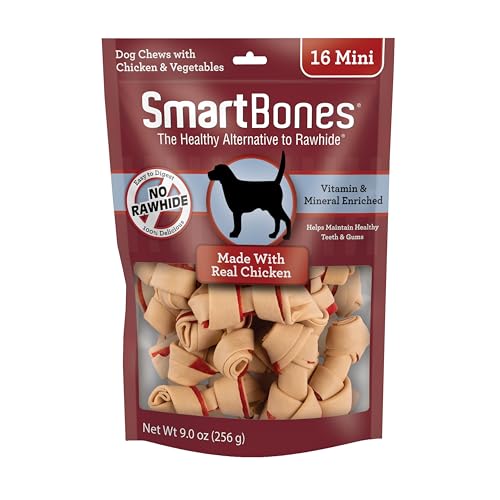 SmartBones Mini Bones with Real Chicken, 16 Count, Rawhide-Free Chews for Dogs