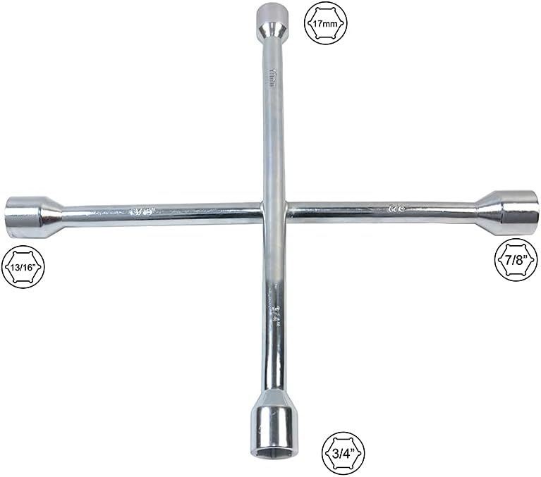 SuZhi 14 Inch Universal Cross Wrench, Chrome Plated Surface Mirror-Polished, SAE & Metric 4-Way High Hardness & Torque Cross Spanner : Automotive
