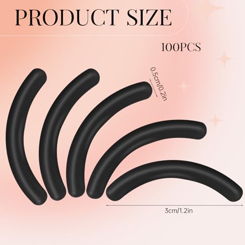 100 Stück Wimpernzange-Nachfüllpads, Wimpernzange-Nachfüllpads, weiche Gummi-Lockenwickler-Ersatz-Nachfüllpads für Universal-Wimpernzange mit transparenter Aufbewahrungsbox (schwarz)