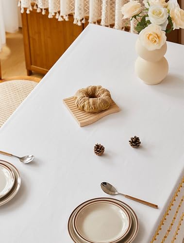 Nappe de Table Rectangulaire 150x230 Jaune Broderie Anti-Taches