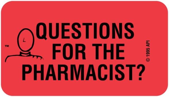 Apothecary Products Pharmacy Advisory Labels, “Questions for The Pharmacist” Medicine Reminders, Red Prescription Stickers, 400 Count