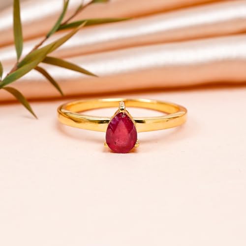 Bague en argent sterling 925 avec rubis naturel forme poire