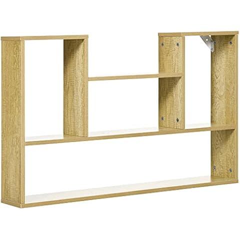 HOMCOM Estantería de Pared con 4 Compartimentos Cover