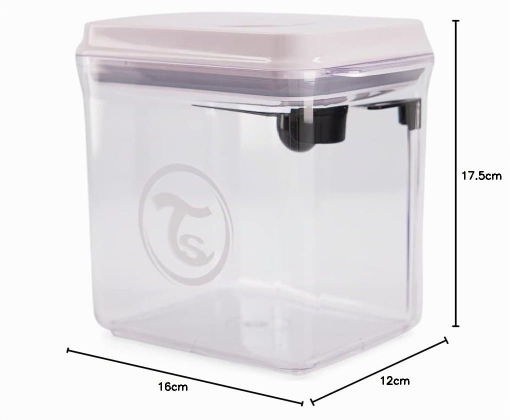 TWISTSHAKE Recipiente de almacenamiento de leche en polvo con cuchara de 1700 ml, dispensador de leche en polvo sellado con tapa hermética, uso con una sola mano, sin BPA, transparente