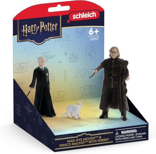 schleich Harry Potter | Mad-Eye Moody & Draco Malfoy mit Frettchen 14907 | 2 bewegliche Figuren & Tierfigur | Sammelfiguren & Geschenk für Kinder & Sammler | Spielfiguren ab 6 Jahren | 3 Teile