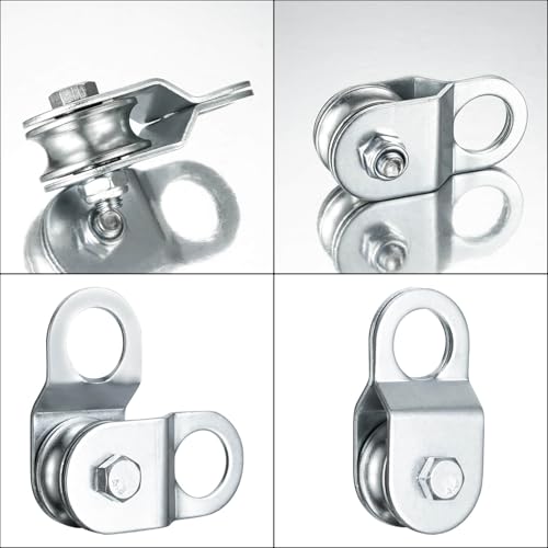 SHINICO Cable Pulley 32mm Small Snatch Block for 0.23Inch/6mm Wire Rope, Single Pulley Wheel Bearing Inside, Load 110 LB, 1Pack