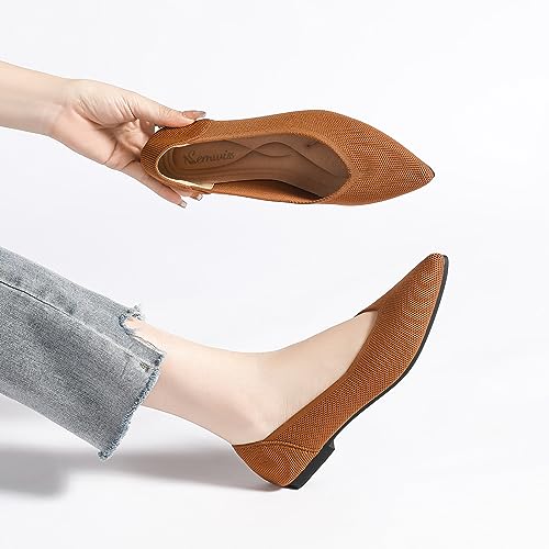 Image of Semwiss Women's Ballet Flats Comfortable Work Dressy Pointed Toe Shoes | Office-ready Comfort: Breathable Knit, Soft Memory Foam, Slip-on Lightweight, Foldable Flats for Business Casual & Formal