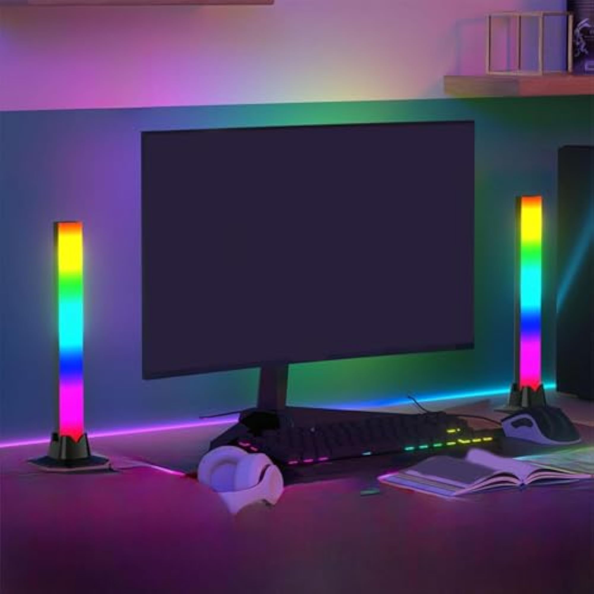 2Pcs RGB Light Bar Gaming Backlight, Color Changing